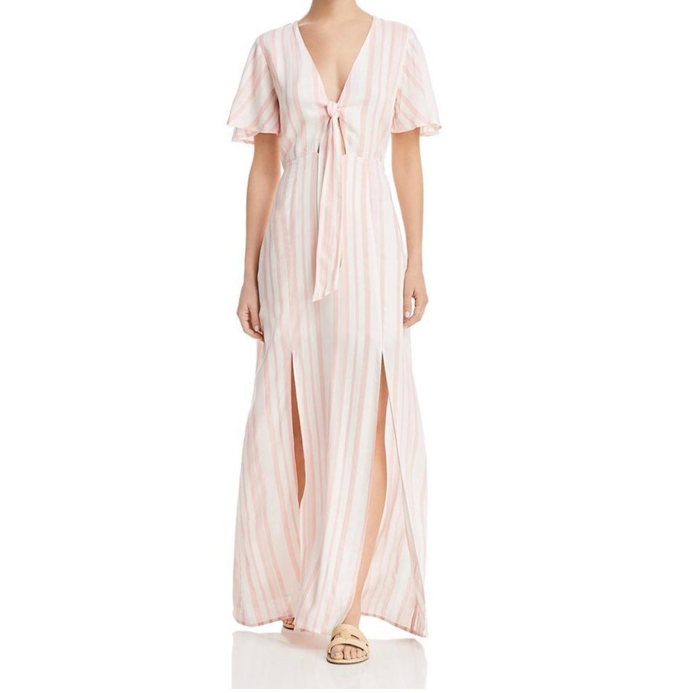 Lost +Wander Striped Tie Front Maxi SUMMER Dress